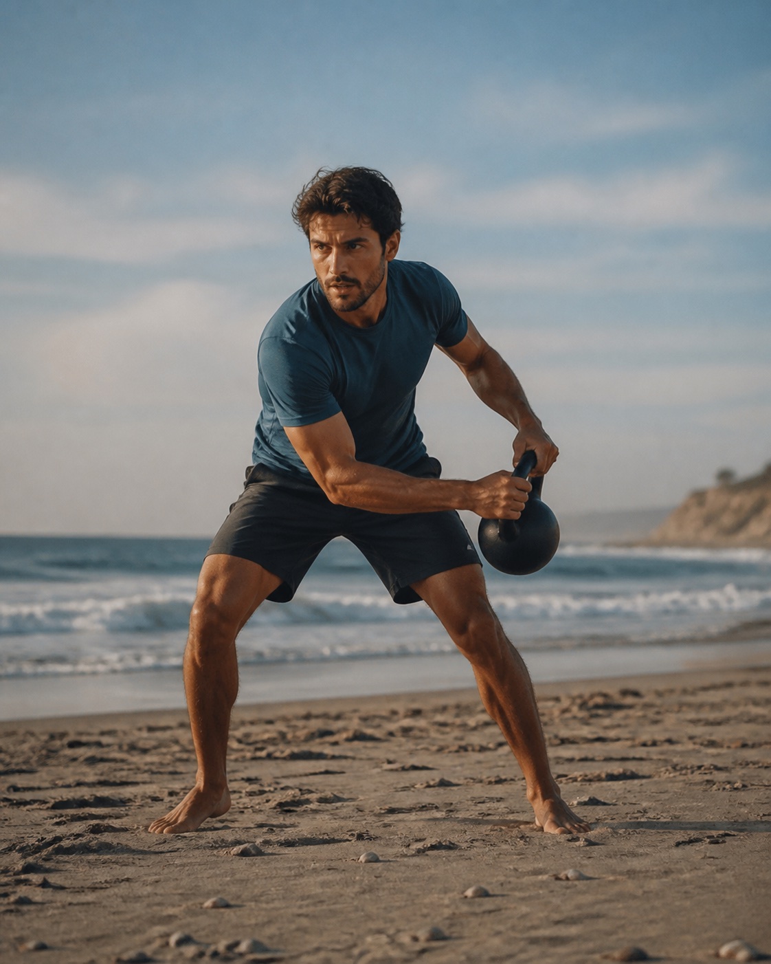 Athletic man exercising outdoors.